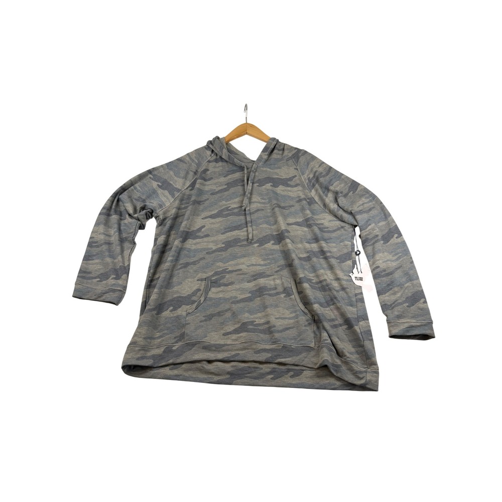 Ink Love & Peace Camo French Terry Hoodie Blue Gray 1X New